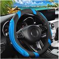 15 Inch Car Leather Steering Wheel Cover, Automotive Accessories Elastic Breathable Anti-Slip Soft Wheel Protector Fits Men and Women, Suitable for SUVs, Trucks, Vehicles and RVs (Light Blue)