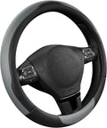 Road Comforts Steering Wheel Cover, Breathable Anti-Slip Leather Steering Wheel Cover, Universal Fit 14.5–15 Inch, Comfortable Grip - Gray Color