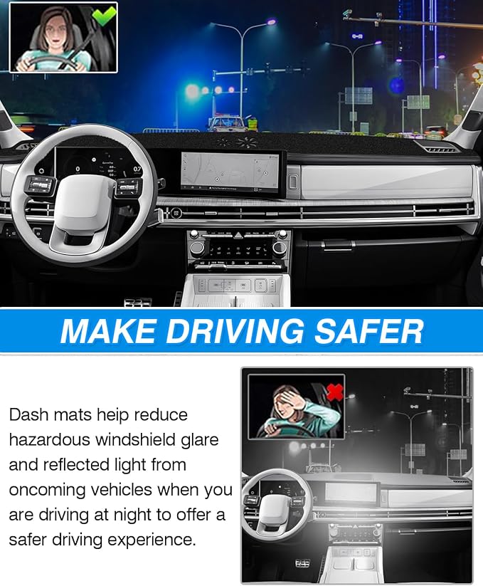 CARTIST Dash Cover fits for Hyundai Santa Fe MX5 2024 2025 2026 (with HUD) Dashboard Mat for Santa Fe Accessories Non-Slip Carpet Sunshield Glare UV Rays Protector