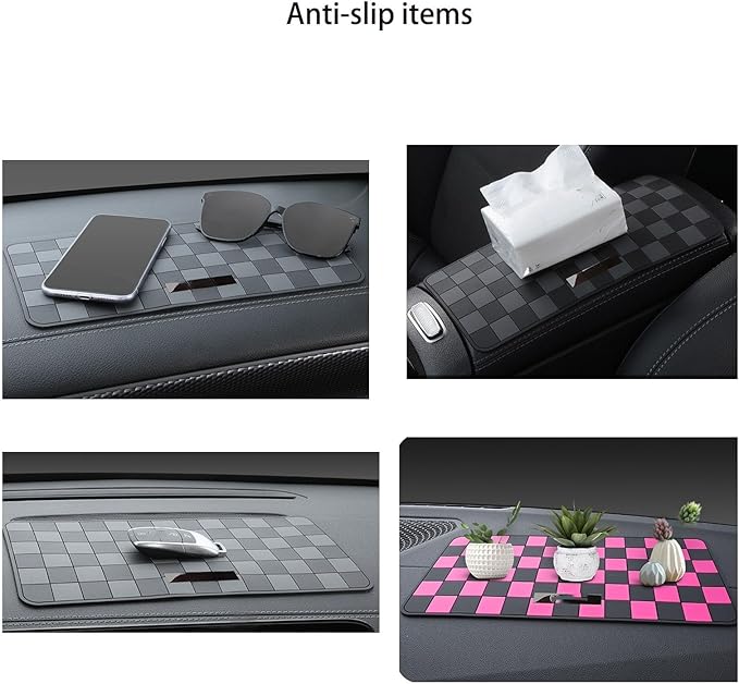 Car Interior Accessories Set – 2PCS Silicone Cup Holder Coasters & 1PCS Anti-Slip Dashboard Pad, Universal Non-Slip Rubber Mat for Phone Keys Sunglasses, Fit for Car SUV Truck