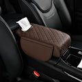 Car Arm Rest Cover Pad for Ford Maverick 2022 2023 2024, Leather Memory Foam Center Console Cushion with 2 Storage Bags and a Tissue Box Universal Car Interior Accessories,D/Coffee