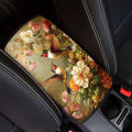 Colorful Flower Hummingbirds Thin Car Armrest Pads Auto Armrest Box Cover Comfortable Middle Storage Organizer Pad Universal Style Car Accessories Decor