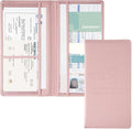 JUSTTOP 1Pack Car Registration and Insurance Holder,Car Document Holder for Cards License with Magnetic Shut,Vehicle Glove Box Car Organizer for Documents, Cards, License(Embossed leather Pink)