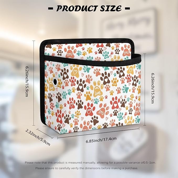 Renewold Dog Paws Colorful, Car Side Pocket Organizer, Universal Car Seat Side Pocket Pouch, Auto Console Door Organizer Bag, Holder for Phone Sunglasses Keys, Multifunction for Office Home Travel