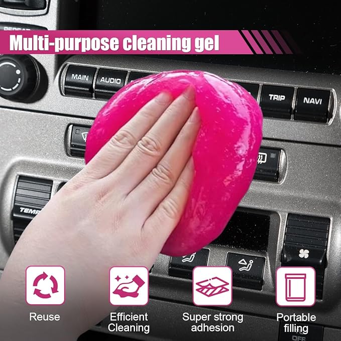 Craedli 2PCS Car Cleaning Gel, Reusable Air Vent Cleaning Putty, Car Interior Cleaner Slime Auto Detailing Tool for Cup Holder & Keyboard, Universal Crevice Dust Remover for Men, Women Present(250g)