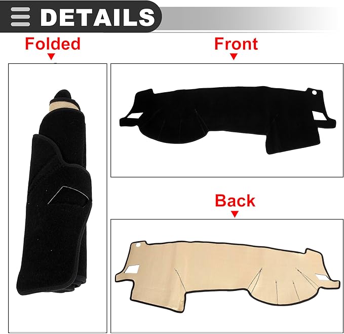Motoforti Car Dashboard Cover, Non Slip Mat Carpet Protector, for Subaru Legacy Outback 2005-2009, Polyester, Black, 1 Pcs