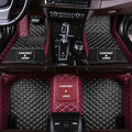 Custom Making Car Floor Mats for 98% Sedan SUV Car Protection Full Coverage Mats Anti-Slip Leather Floor Liners All Weather Car Floor Mats (Black+Wine Red Sidev)