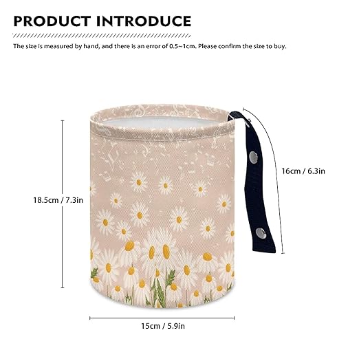 Brosoneto Cute Flower Daisy Car Trash Can Car Bag Accessories Interior Cute Garbage Bin Hanging Portable Dustbin Bin Waste Basket Collapsible Small Trash Can Easy to Clean