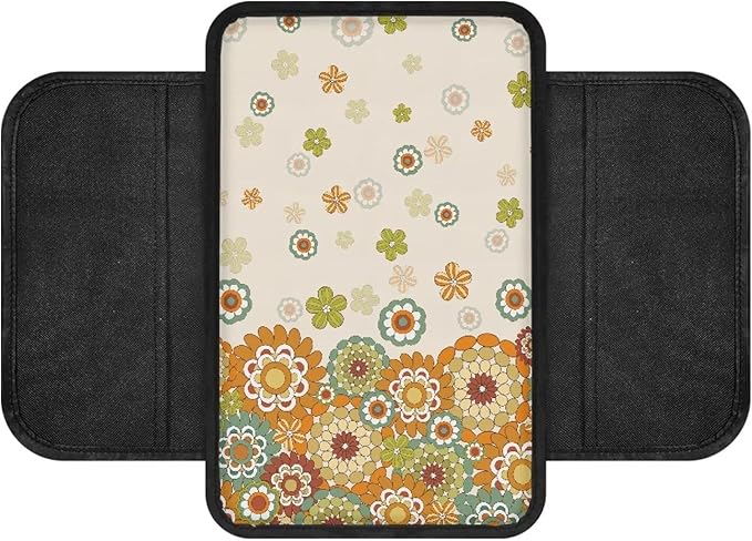 Dreaweet Center Console Cover Cute Sunflower Car Accessories for Women Girly,Car Car Console Covers with Pockets,Car Arm Rest Cover Pad,Universal Armrest Cover for Car Truck SUV Van