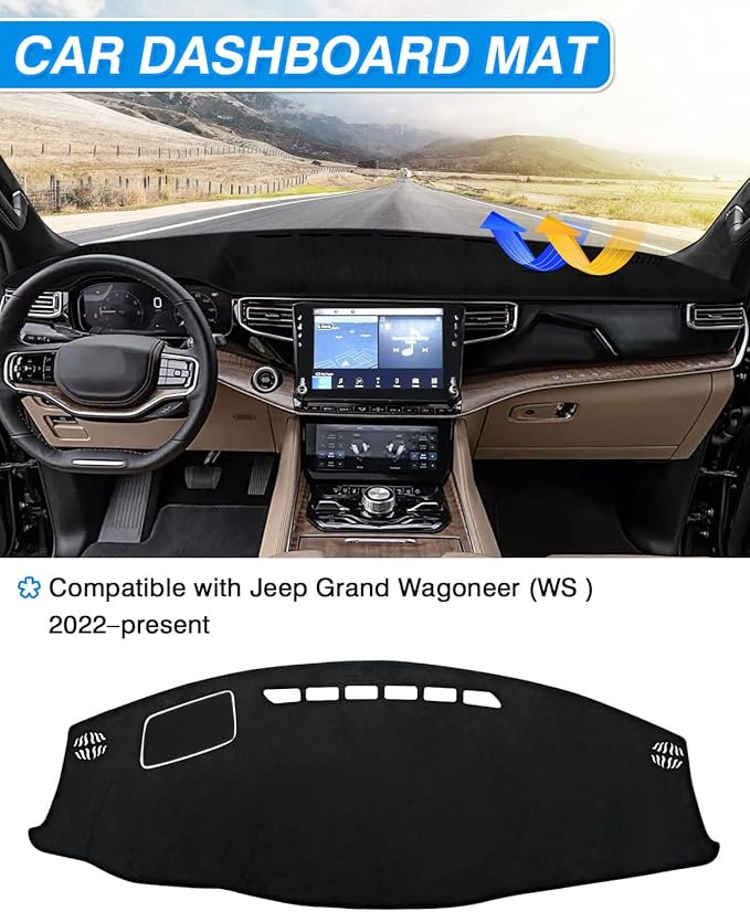 CARTIST Dash Cover Fits for Jeep Grand Wagoneer WS 2022 2023 2024 2025 2026 Accessories Dashboard Cover Mat Non-Slip Pad Carpet Anti-Glare (Strong Suede Material)