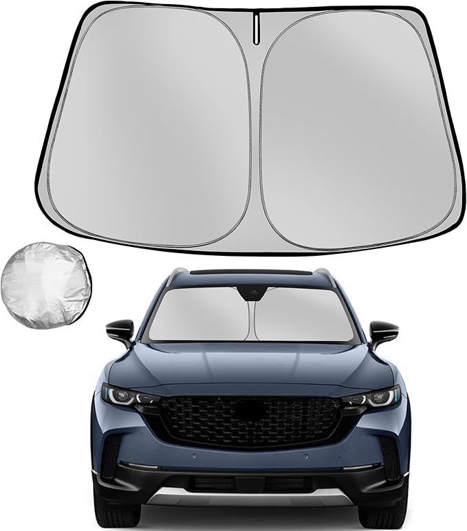 Fonowka Windshield Sun Shade for 2023-2025 Mazda CX50 CX-50 Foldable Sun Sunshade for Car Front Window Blocks UV Rays and Heat Automotive Interior Protector Custom Fit Accessories