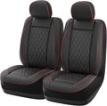 GIANT PANDA 2PCS Front Seat Covers for Hyundai, Piping Leather Durable Waterproof Seat Cover to Fit Sonata Elantra Santa Fe Tucson Accent Kona Palisade Genesis, Airbag Compatible (Black+Red)