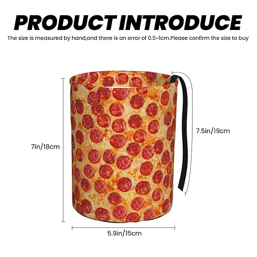 KXWQTRDD Car Garbage Bag Pizza Pepperoni Mini Car Trash Bin Portable Collapsible Waterproof Rubbish Bag for Car Accessories Back Front Seat Cup Holder
