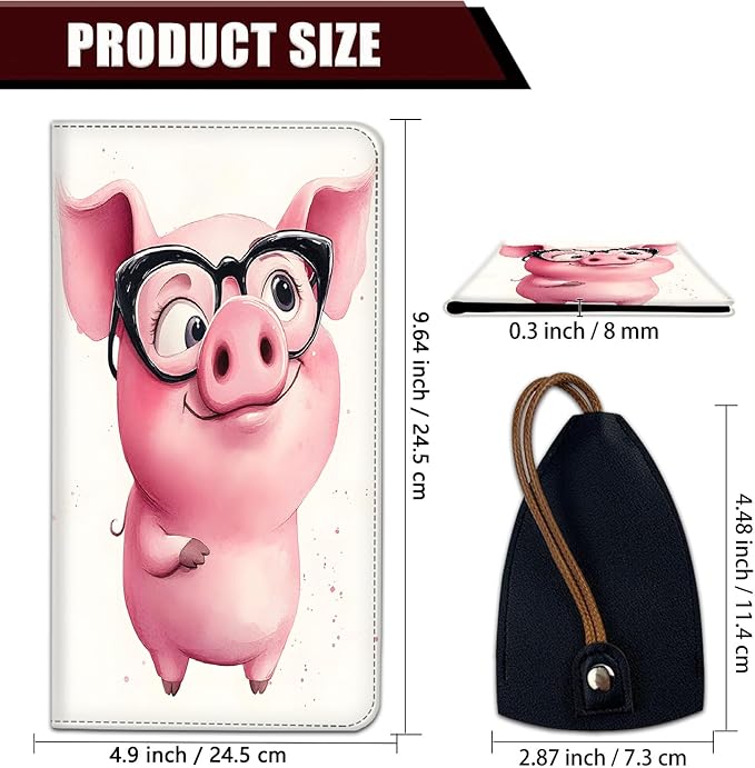 Car Document Holder with Magnetic Shut, Car Registration and Insurance Card Holder, Vehicle Glove Box Organizer Documents, Driver License, Auto Paperwork Organizer Wallet, Pink Cute Pig Pattern