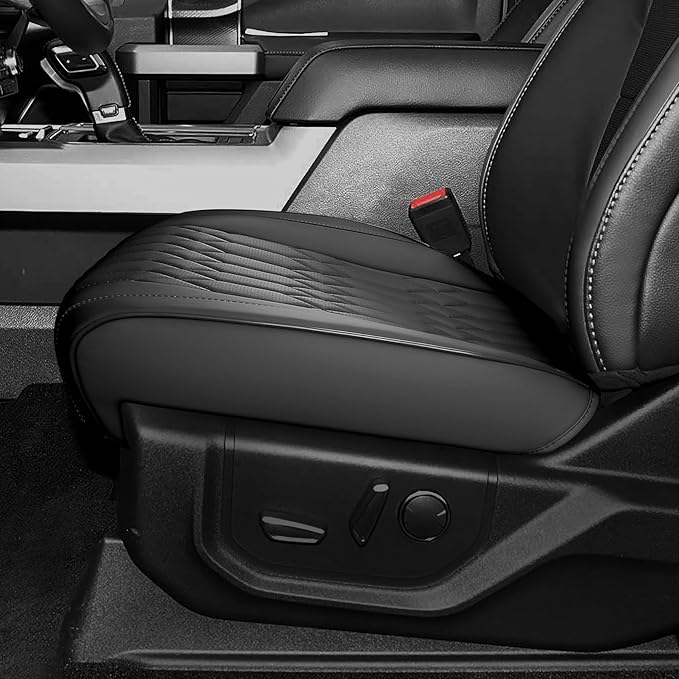 EQUIDEVDY 2 Pack Leather Bottom Car Seat Covers,Front Seat Covers for Cars,Driver Car Seat Cover,Luxury Faux Leather Seat Protectors,Full Wrap,Waterproof,for Most Vehicles,Sedan,SUV,Truck (Black)