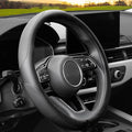 YHONGJT Soft Microfiber Leather Anti-Slip Car Steering Wheel Cover, Universal Fit 15 Inch for Women Girls, Fit Vehicles, Sedans, SUVS, Vans, Trucks - Black
