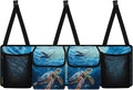 CLOHOMIN Blue Sea Turtle Car Organizer for SUV Sedan Truck Hanging Cargo Storage Bag with 4 Pockets Blue Ocean Car Trunk Backseat Organizer Multi Trunk Organizer Decor