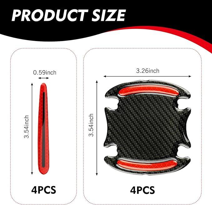 8 PCS Car Door Handle Sticker, Anti-Scratch Reflective Door Handle Protector, Non-Marking Car Handle Paint Guard Sticker, Universal for Sedans Trucks SUVs (Red)
