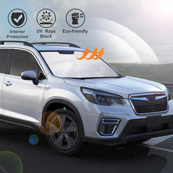 Windshield Sun Shade Custom Fit 2019-2024 2025 Subaru Forester Accessories(Crossover, Base, Premium, Sport, Limited) Front Sunshade Keep Car Interior Cool