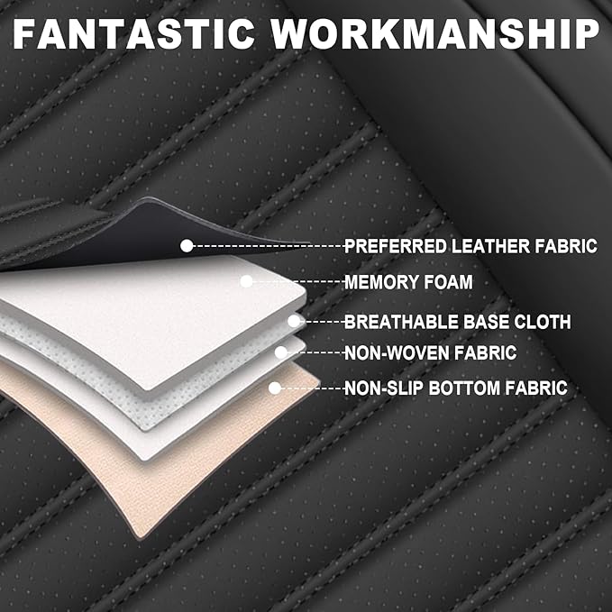 ARTIBY Seat Covers Full Set Custom Fit for Mitsubishi Outlander 2004-2025, Deluxe Waterproof Car Seat Cover, Breathable and Comfortable Leather Cushion Cover, Auto Interior Accessories (Black)