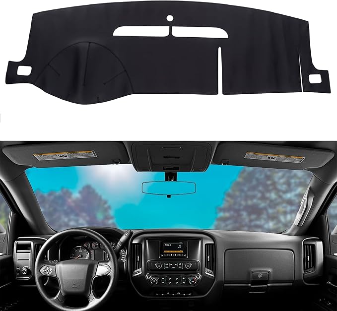 Dashboard Dash Mat Cover Leather Dashboard Pad Sun Protection Compatible for 07-14 Chevy Tahoe Suburban Denali Avalanche GMC Yukon/XL,07-13 Chevy Silverado GMC Sierra