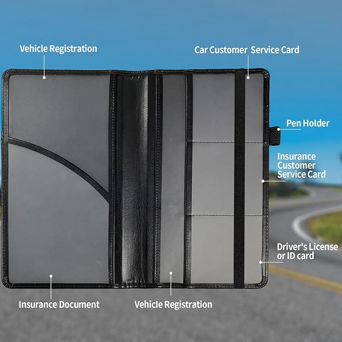 Mxfdegf Car Registration & Insurance Holder, Leather Glove Box Organizer, Cool Accessories for ID, Driver's License Cards & Essential Documents, Business Cards, Men & Women, Forest Wolfs