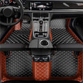 Custom Waterproof Leather Car Floor Mats Fit for Most Car SUV Truck & Sportscar All Weather Protection Vehicles (Black+Light Brown)