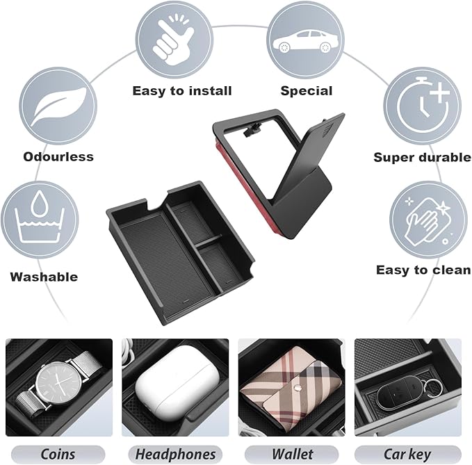 SKTU 2Pcs for 2024 2025 2026 Lexus GX550 Accessories Center Console Organizer for 2024 2025 2026 Lexus GX550 Console Tray & Hidden Storage Box GX550 Privacy Storage Box (NOT Fit for Cool Box)