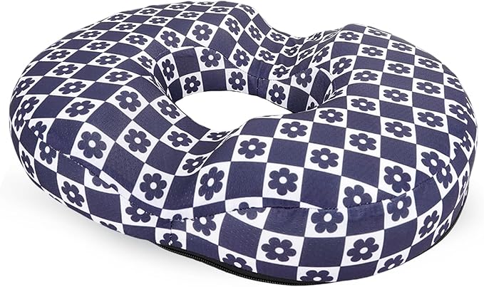 Donut Pillow for Hemorrhoids Seat Cushion for Tailbone Pain Relief - Daisy Buffalo Plaid Home Office Chair Cushion for Long Sitting Work - Memory Foam Car Seat Cushions for Driving Butt Pain Pressure