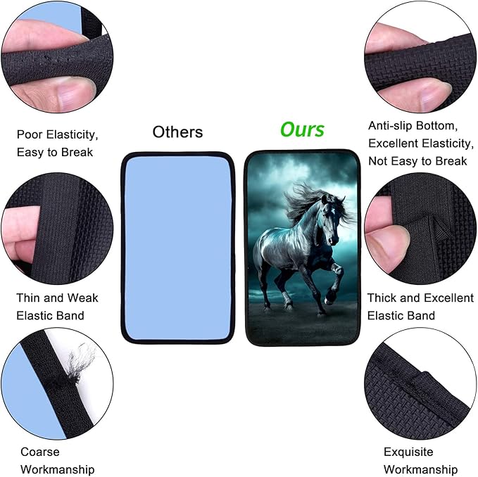 JANENFNA Car Armrest Cover Pads Universal Fashion Cute Auto Center Console Armrest Cover Pad with 2PCS Car Coasters Soft Waterproof Car Armrest Seat Protector for Women,Dark Horse