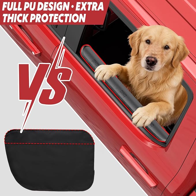 Surfcabin Dog Car Door Protector – 20% Larger Design for Trucks & Large SUVs, 2 Packs PU Material Thickened Waterproof Door Panel Covers, Protects Doors from Dog Scratching