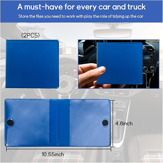 2 PCS Car Registration and Insurance Holder, 10.6''×4.8'' Essential Auto Card Glove Box Organizer with Closure, Vehicle Interior Accessories Perfect for Documents, Cards