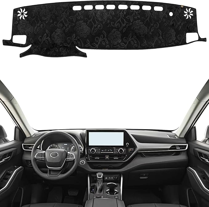 KEYOOG Dashboard Cover Dash Mat Fit for to-yota Highlander 2024-2020 (Without HUD Models),Car Dash Board Mat Anti-Glare Carpet,Non-Slip Pad Sunshield Protector (Flannel)