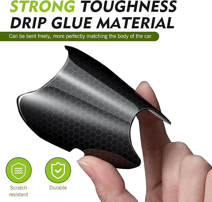 8PCS Car Door Handle Cup Scratch Protectors, Waterproof & Sunproof Anti-Scratch Non-Marking Carbon Fiber Decals Decoration, for Most Cars, Trucks, SUVs (Black)