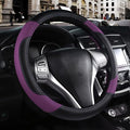 Leather Car Steering Wheel Cover, Non-Slip Car Wheel Cover Protector Breathable Microfiber Leather Universal Fit for Most Cars (Purple-2)