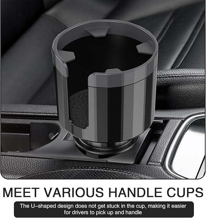 Pack-1 Car Conversion Cup Holder, Within 4.13" Drink Stand from Small to Large Cups Mouth, Rotatable Adjustable Base with Anti-Slip Pad, Universal Plug-and-Play Cup Holder for Cars (Black)