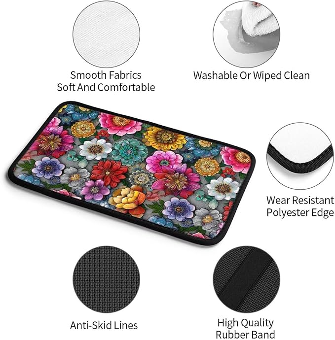 Pink Flower Car Center Console Cover Pad Vintage Boho Hippie Polyester Armrest Box Lid Covers Daisy Automotive Decor Accessories