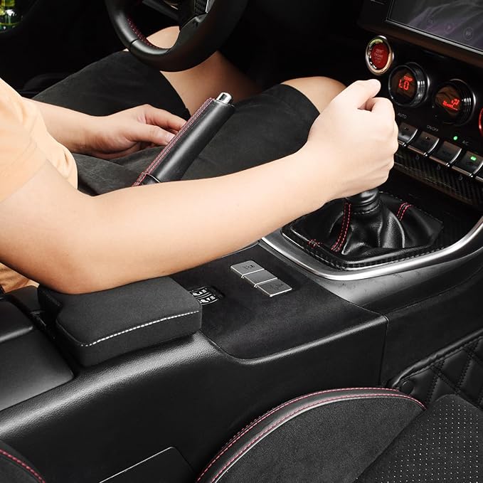 KUNGKIC for MT Toyota GR86 Subaru BRZ 2022 2023 2024 2025 Soft Armrest Pillow Auto Center Console Cushion Pad Automotive Interior Accessories 9002 Color Italian Suede