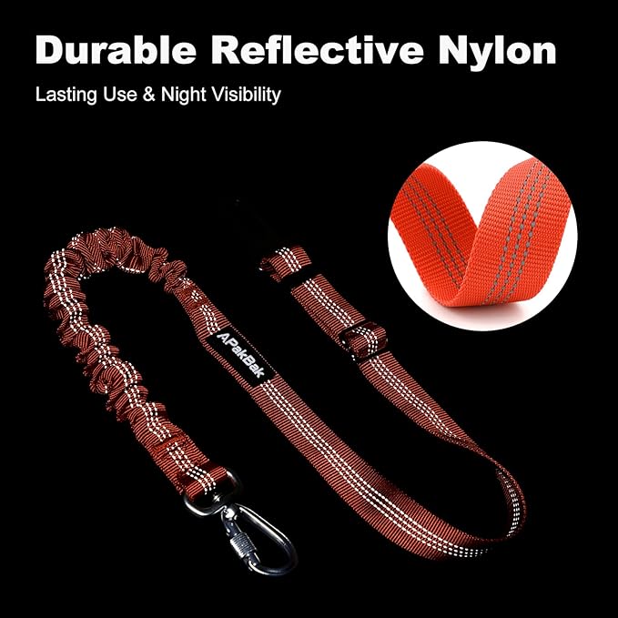 APakBak Dog Seat Belt for Car, Adjustable Dog Car Harness Seatbelt for Small Medium Large Dogs, Heavy Duty Travel Safety Restraint with Locking Aluminum Hook & Reflective Nylon Strap, Orange
