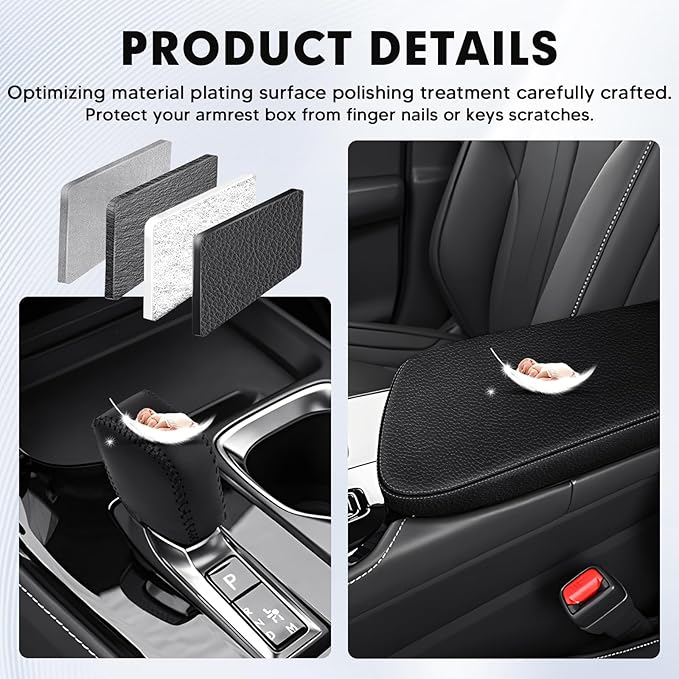 Autorder 2PCS Center Console Cover for 2022 2023 2024 2025 NX 250/NX 350/NX 350h/NX 450h+ Accessories Gear Shift Knob Cover Anti-Scratch Leather Armrest Cover&Shift Knob Cover