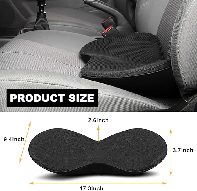 Wedge Car Seat Cushion, Non-Slip Memory Foam Driver Seat Pillow for Sciatica Tailbone Pain Relief, Auto Orthopedic Support Pad for Office Chairs Wheelchair Gaming Chair (Black)