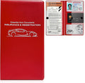 Car Registration and Insurance Holder, 9.56"×5.19" Glove Box Organizer Vehicle Document Holder, Waterproof Essential Driving License Wallet Case for Sedan Truck SUV (Small Car, Red)