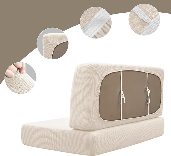 Stretch Rv Dinette Cushion Covers,Rv Dinette Booth Seats with 1 Backrest & 1 Bench Cover,38 in Camper Cushion Slipcover Booth Set,1 Set-Jade White