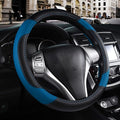 Leather Car Steering Wheel Cover, Non-Slip Car Wheel Cover Protector Breathable Microfiber Leather Universal Fit for Most Cars (Blue-2)