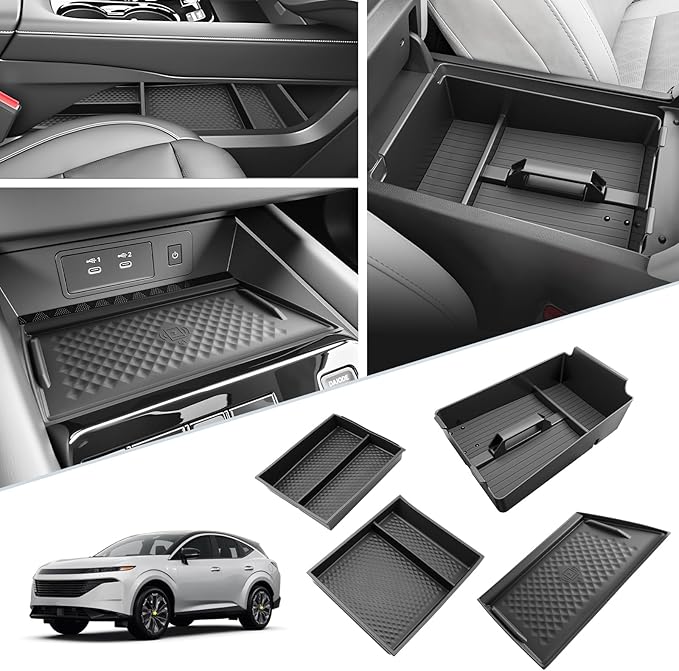 SKTU 4-Pack for 2025 2026 Nissan Murano Center Console Organizer for 2025 2026 Nissan Murano Console Tray & Lower Console Organizer & Wireless Charging Mat Nissan Murano 2025 2026 Accessories Tray