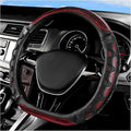Car Steering Wheel Cover, 15 Inches Leather Comfy Grip Steering Wheel Protector with 3D Honeycomb, Anti-Slip D-Shaped Wheel Wrap Cover for Most Vehicles, Car Accessories (Red)