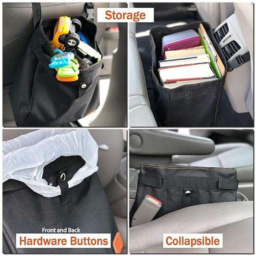 CP CLEVER PINKPHIN Car Trash Can Hanging for Headrest, Extra Large Waterproof Auto Garbage Bag Organizer, Collapsible Vehicle Waste Bin (Purple)