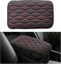 Car Center Console Pad, Waterproof Leather Armrest Seat Box Cover Protector, Non-Slip Middle Console Cushion Pad Interior Decor Fits Most Vehicles, Car Accessories (Black & Red)