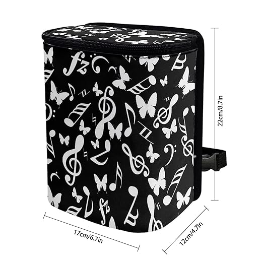 Music Notes Butterfly Car Trash Can with Lid Cars Trash Bag Bin Hanging Garbage Cans Leak Proof Vehicle Trash Can Multipurpose Storage Container for Back Seat Road