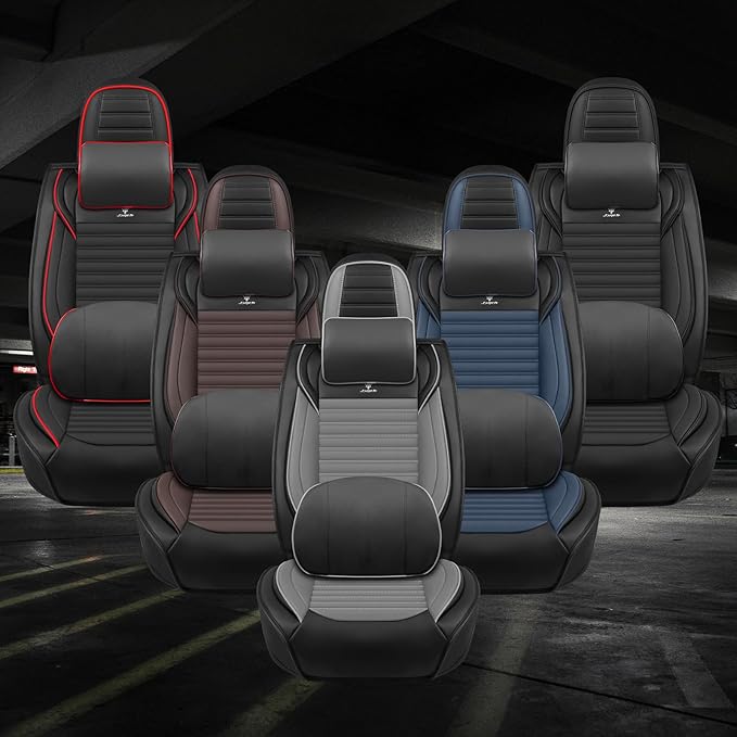 ARTIBY Seat Covers Full Set Custom Fit for Mitsubishi Outlander 2004-2025, Deluxe Waterproof Car Seat Cover, Breathable and Comfortable Leather Cushion Cover, Auto Interior Accessories (Black Gray)